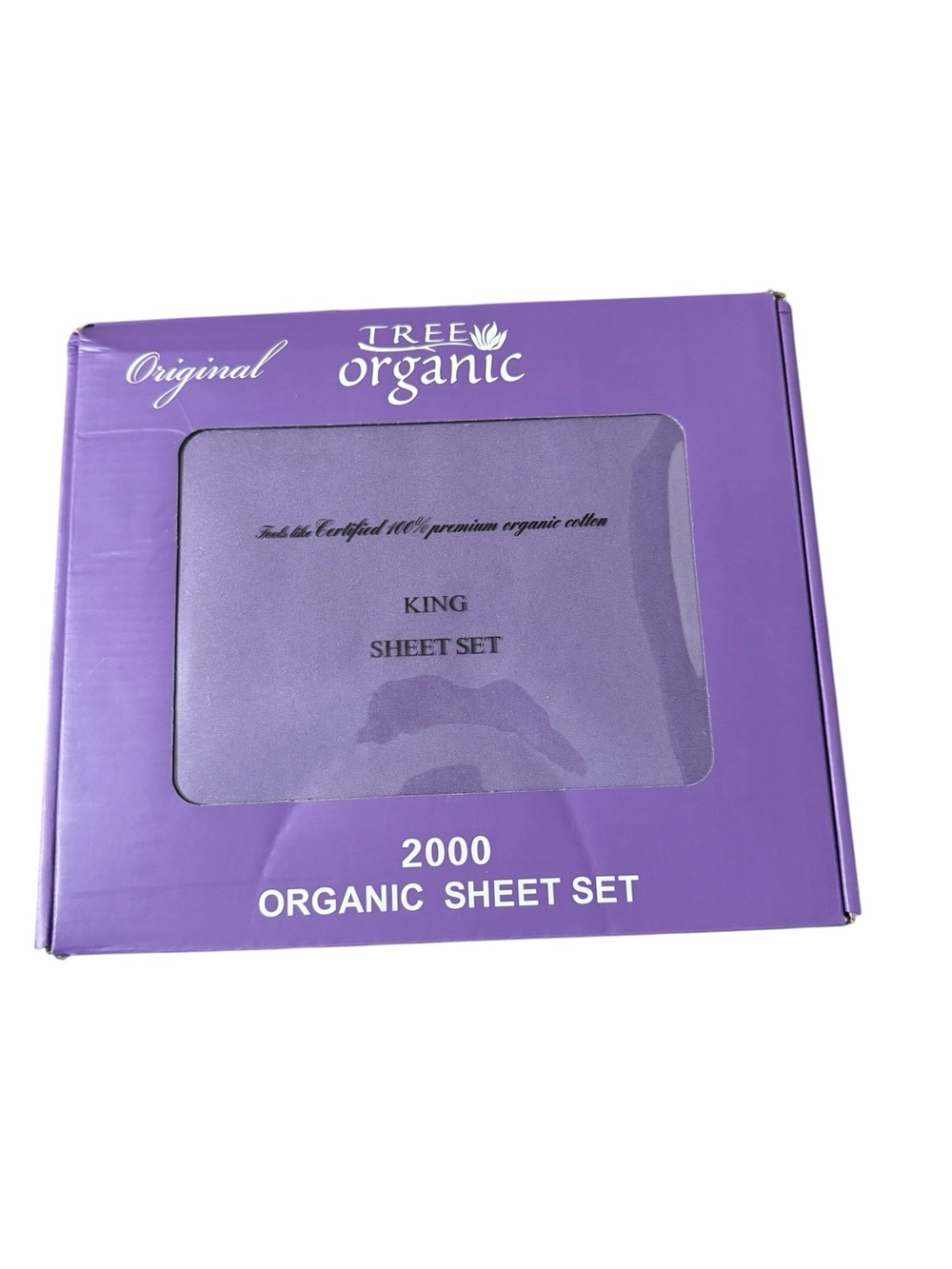 Tree Organic King Sheet Set - Purple New in Box
